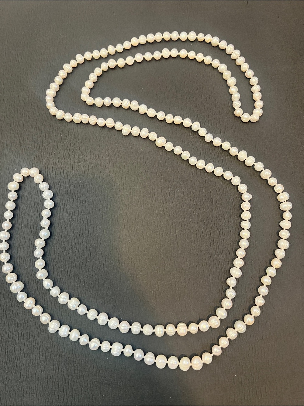 36” Freshwater Pearl Necklace Long Continuous Strand Ivory Cream 6–7mm